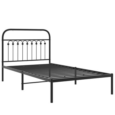 vidaXL Cadru de pat din metal cu tăblie, negru, 100x200 cm