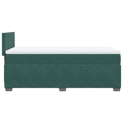 vidaXL Pat box spring cu saltea, verde închis, 100x200 cm, catifea