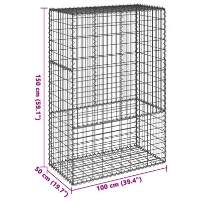 vidaXL Coș gabion cu capac, 100x50x150 cm, fier galvanizat