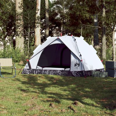 vidaXL Cort de camping 3 persoane, alb opac, setare rapidă, țesătură