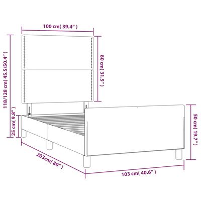 vidaXL Cadru de pat cu tăblie, albastru, 100x200 cm, textil