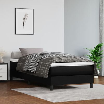 vidaXL Pat box spring cu saltea, negru, 80x200 cm, piele ecologică