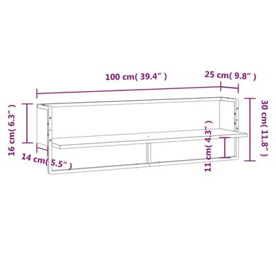 vidaXL Raft de perete cu bare, stejar fumuriu, 100x25x30 cm