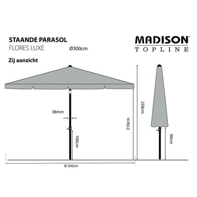 Madison Umbrelă de soare Flores Luxe, gri deschis, 300 cm, rotundă