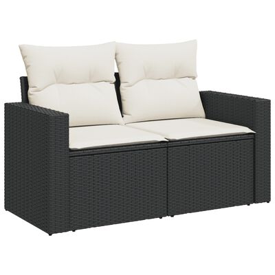 vidaXL Set mobilier de grădină cu perne, 8 piese, negru, poliratan