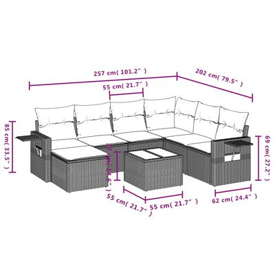 vidaXL Set canapele de grădină cu perne, 8 piese, gri, poliratan