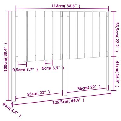 vidaXL Tăblie de pat, maro miere, 125,5x4x100 cm, lemn masiv de pin