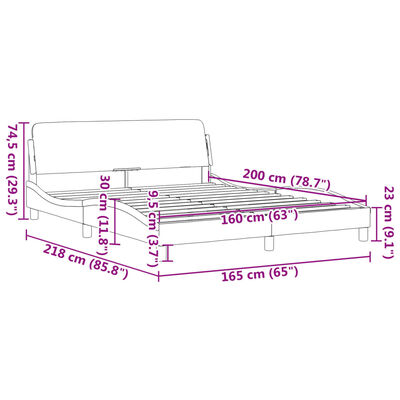 vidaXL Cadru de pat cu tăblie, negru/alb, 160x200 cm, piele ecologică