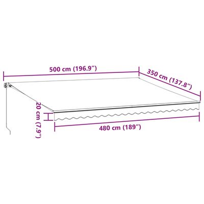 vidaXL Copertina retractabilă manual cu LED-uri, maro, 500x350 cm