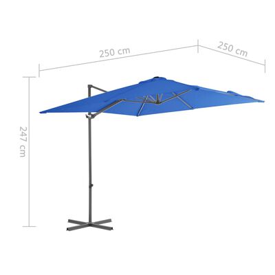 vidaXL Umbrelă în consolă, stâlp din oțel, albastru azur, 250x250 cm