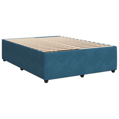 vidaXL Pat box spring cu saltea, albastru, 160x200 cm, catifea