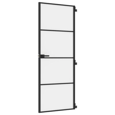 vidaXL Ușă de interior negru 76x201,5 cm sticlă securiz./aluminiu slim