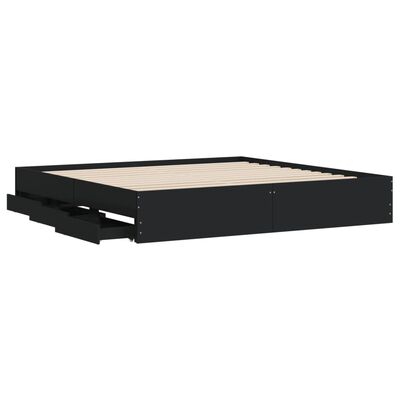 vidaXL Cadru de pat cu sertare negru 200x200 cm lemn prelucrat