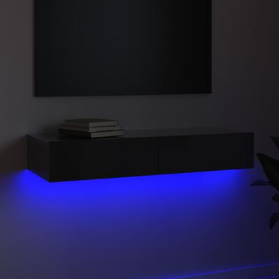 vidaXL Comodă TV cu lumini LED, gri extralucios, 90x35x15,5 cm