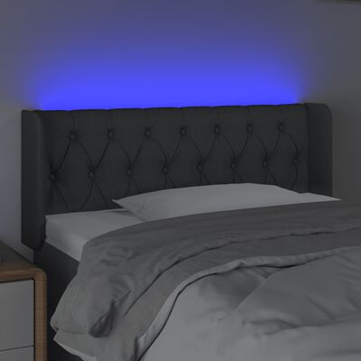 vidaXL Tăblie de pat cu LED, gri închis, 93x16x78/88 cm, textil