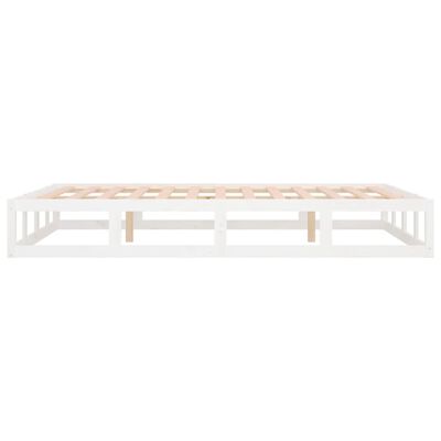 vidaXL Cadru de pat, alb, 140x190 cm, lemn masiv