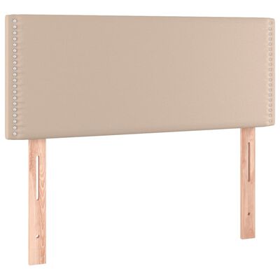 vidaXL Pat box spring cu saltea, cappuccino, 120x200cm piele ecologică