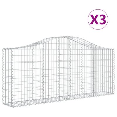 vidaXL Coșuri gabion arcuite 3 buc, 200x30x80/100cm, fier galvanizat