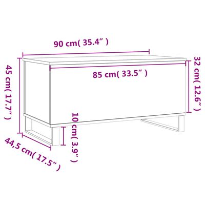 vidaXL Măsuță de cafea, gri beton, 90x44,5x45 cm, lemn compozit