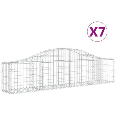 vidaXL Coșuri gabion arcuite 7 buc, 200x30x40/60 cm, fier galvanizat