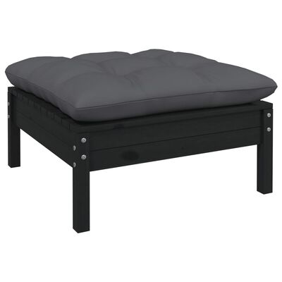 vidaXL Set mobilier grădină cu perne, 13 piese, negru, lemn de pin