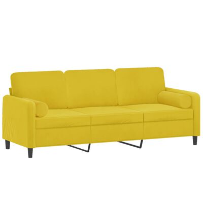 vidaXL Canapea cu 3 locuri cu pernuțe, galben, 180 cm, catifea