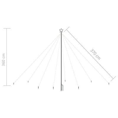 vidaXL Lumini pentru bradul de Crăciun, 576 LED-uri, alb rece, 3,6 m