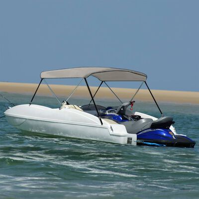 vidaXL Parasolar barcă Bimini cu 2 arcuri, gri, 180x130x110 cm