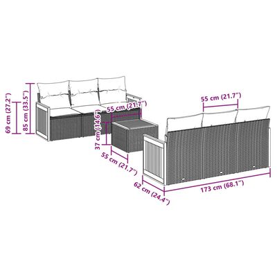 vidaXL Set canapele de grădină, 7 piese, cu perne, bej, poliratan