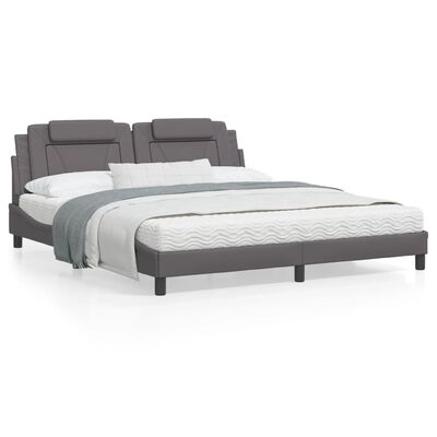 vidaXL Cadru de pat cu tăblie, gri, 180x200 cm, piele ecologică