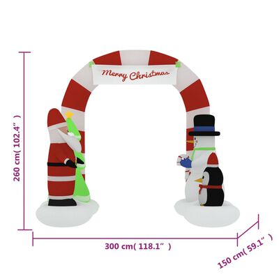 vidaXL Arcadă de Crăciun gonflabilă cu LED-uri, 260 cm