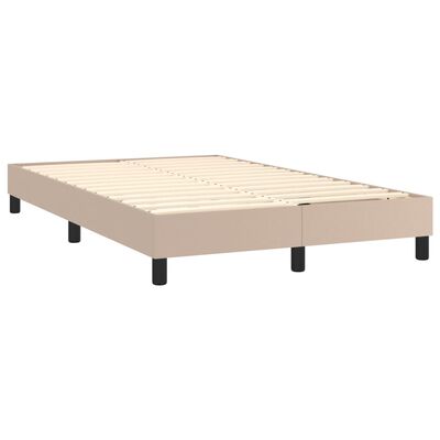 vidaXL Pat box spring cu saltea, cappuccino, 120x200cm piele ecologică