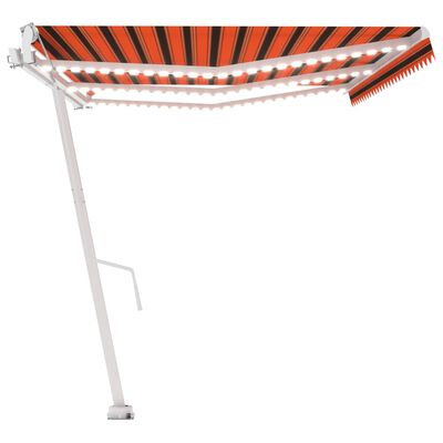 vidaXL Copertină automată cu senzor vânt&LED, oranj/maro, 600x350 cm