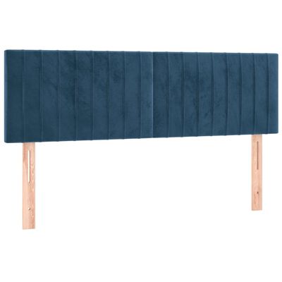 vidaXL Pat box spring cu saltea, albastru închis, 140x190 cm, catifea