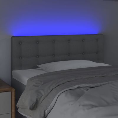 vidaXL Tăblie de pat cu LED, gri deschis, 80x5x78/88 cm, textil