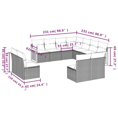 vidaXL Set canapele de grădină cu perne, 11 piese, bej, poliratan