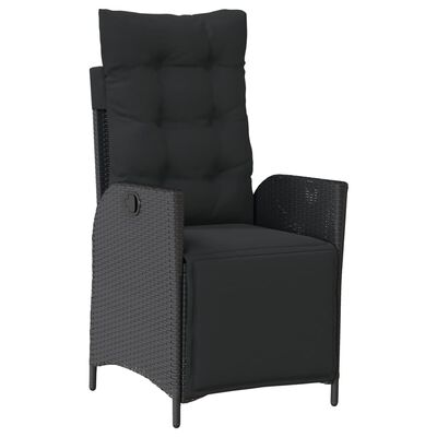 vidaXL Set mobilier de grădină cu perne, 9 piese, negru, poliratan