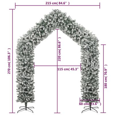 vidaXL Arcadă pom de Crăciun cu zăpadă pufoasă, 270 cm