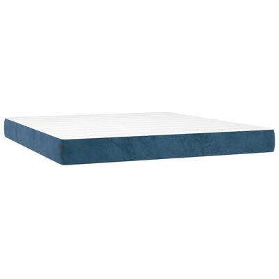 vidaXL Pat box spring cu saltea, albastru închis, 160x200 cm, catifea