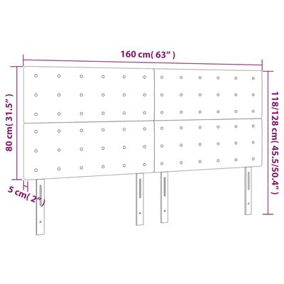 vidaXL Tăblie de pat cu LED, negru, 160x5x118/128 cm, catifea