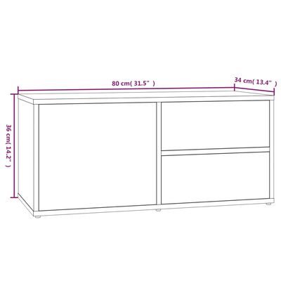 vidaXL Comodă TV, gri sonoma, 80x34x36 cm, lemn compozit