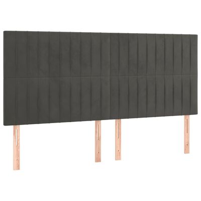 vidaXL Pat box spring cu saltea, gri închis, 160x200 cm, catifea