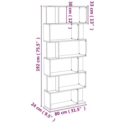 vidaXL Bibliotecă/Separator, gri sonoma, 80x24x192 cm, lemn prelucrat