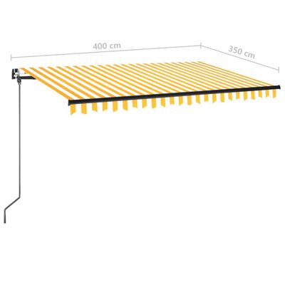 vidaXL Copertină retractabilă manual cu LED, galben și alb, 400x350 cm