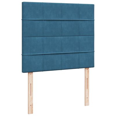 vidaXL Pat box spring cu saltea, albastru închis, 120x190 cm, catifea