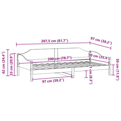 vidaXL Cadru de pat fără saltea, alb, 90x200 cm, lemn masiv pin