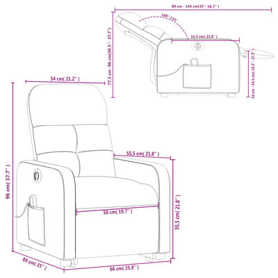 vidaXL Fotoliu electric masaj rabatabil cu ridicare, gri închis textil