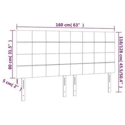 vidaXL Tăblie de pat cu LED, roz, 160x5x118/128 cm, catifea