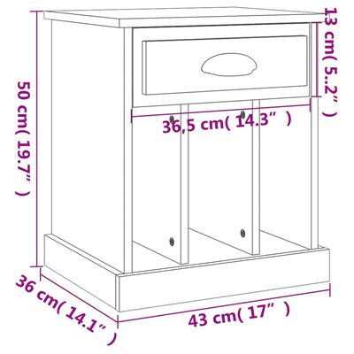 vidaXL Noptiere, 2 buc., gri sonoma, 43x36x50 cm