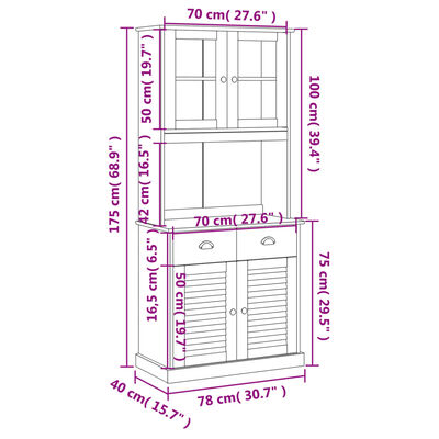 vidaXL Dulap înalt VIGO, gri, 78x40x175 cm, lemn masiv de pin